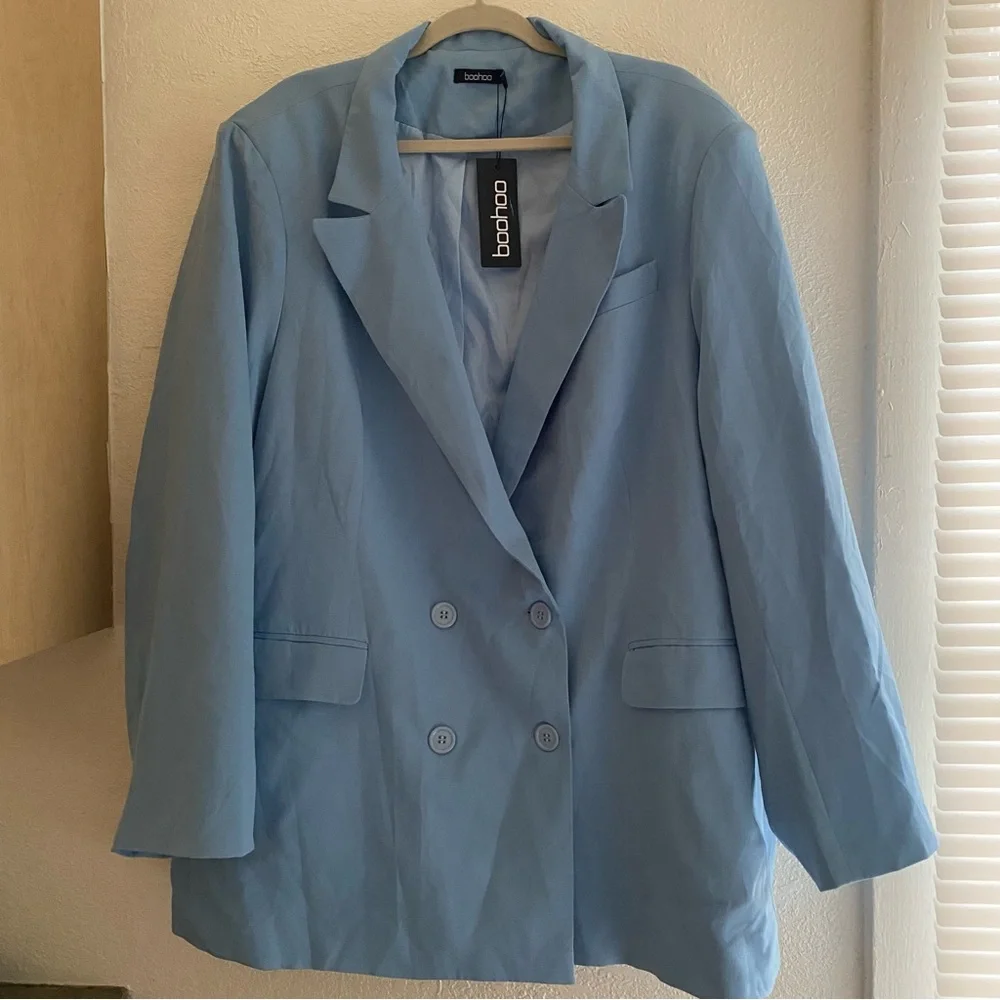 Boohoo Blue Oversized Blazer NWT - Picture 1 of 15